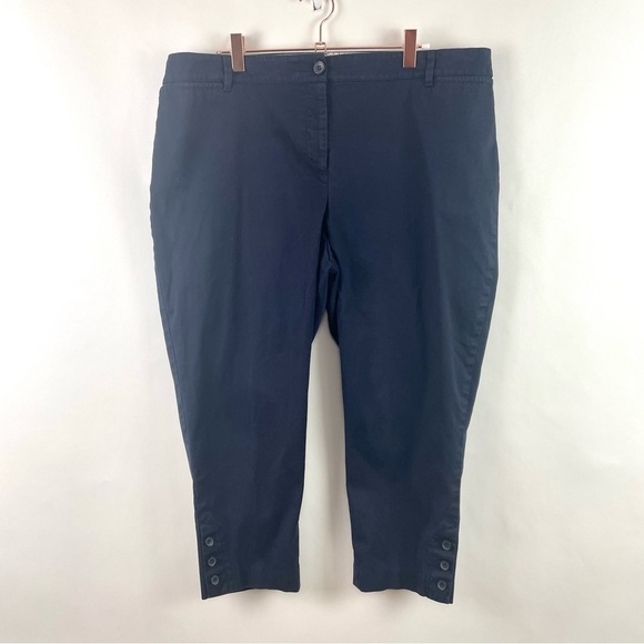 Talbots The Perfect Crop Pants Navy 3 Button Cuff Size 16 Petite - Picture 1 of 14